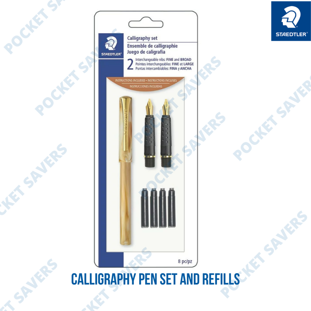 Staedtler Calligraphy Pen Set of 7 (Pen, Fine, Broad Nib, Grips