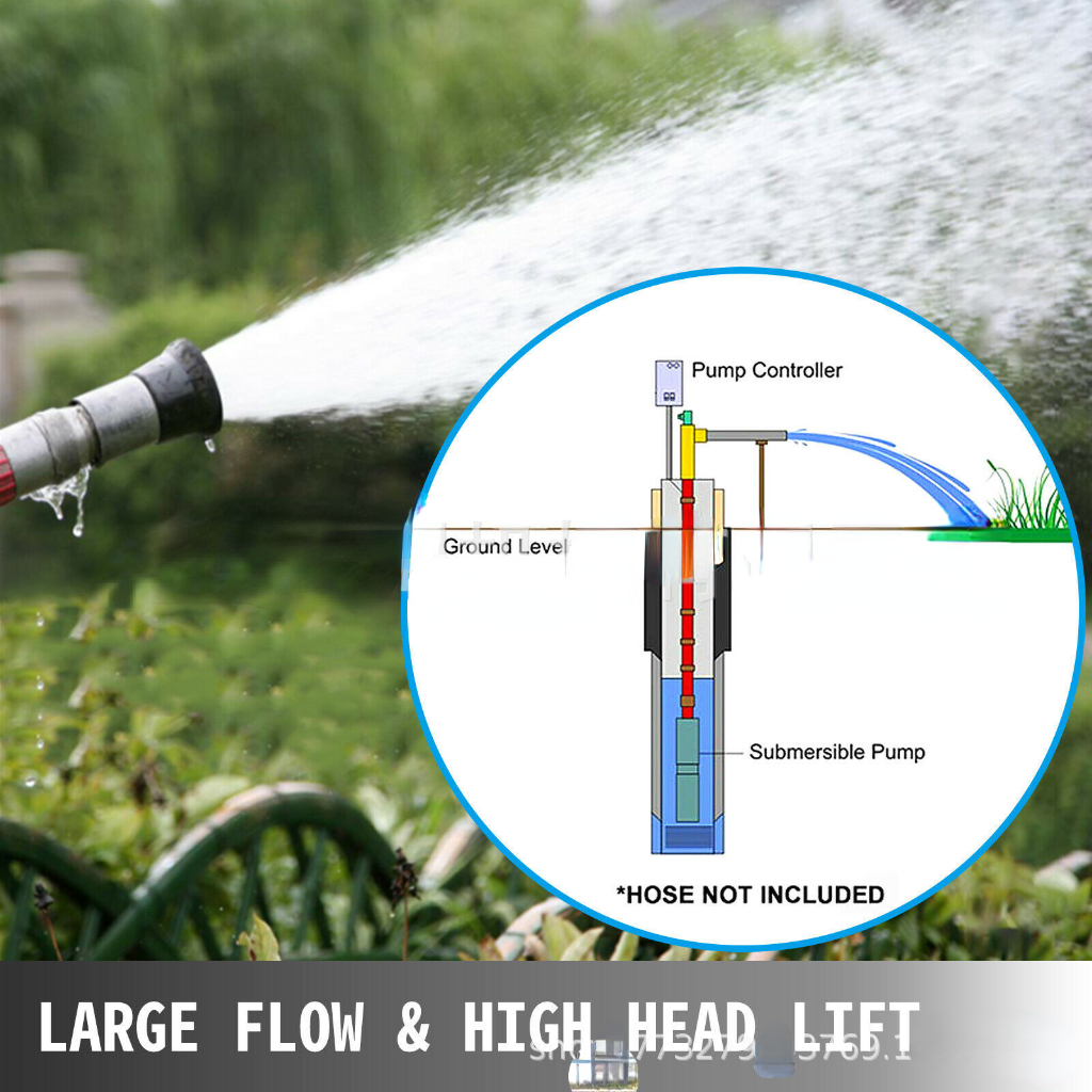 New 2Inch Submersible Pump 0.5HP Water Pump Deep Well 220V 60Hz 180ft 8GPM Submersible Water