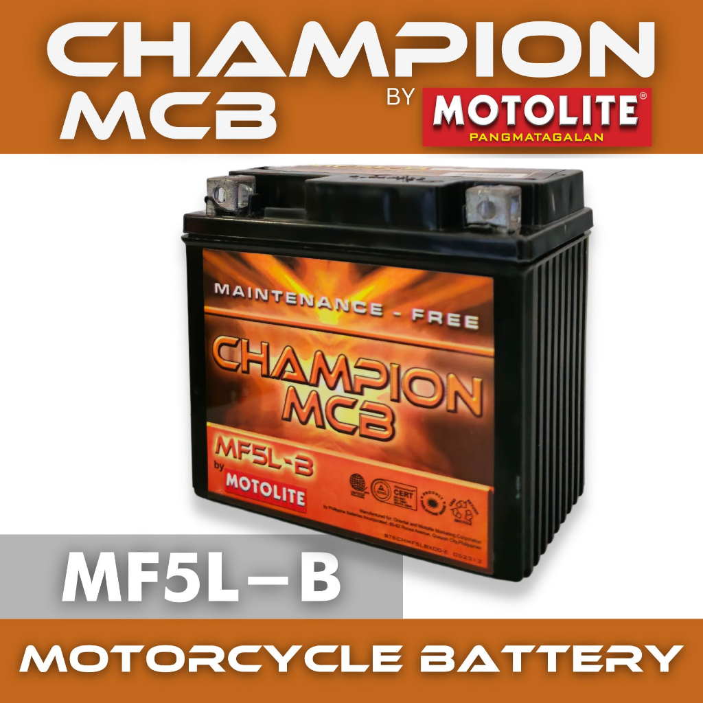 Champion By Motolite Motorcycle Battery MF5L-B | Shopee Philippines