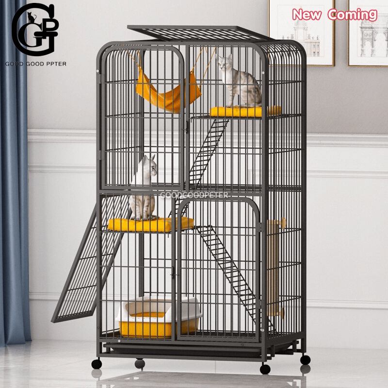 Cat Cage Cat House Large Free Space 2/3/4-Story Pet House integrated ...