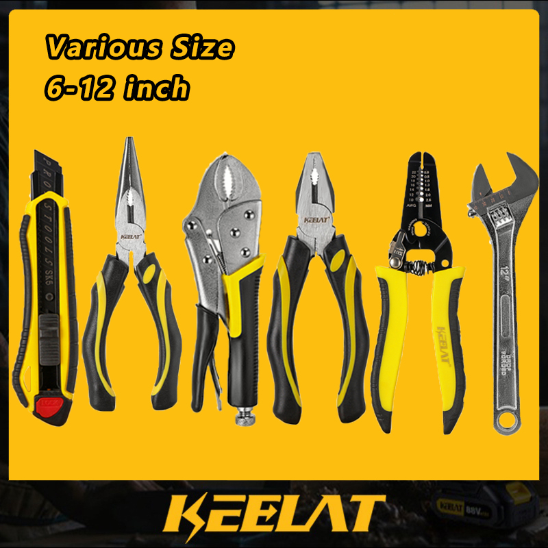 KEELAT Adjustable wrench Needlenose pliers Art knife Wire stripper Locking pliers Steel wire