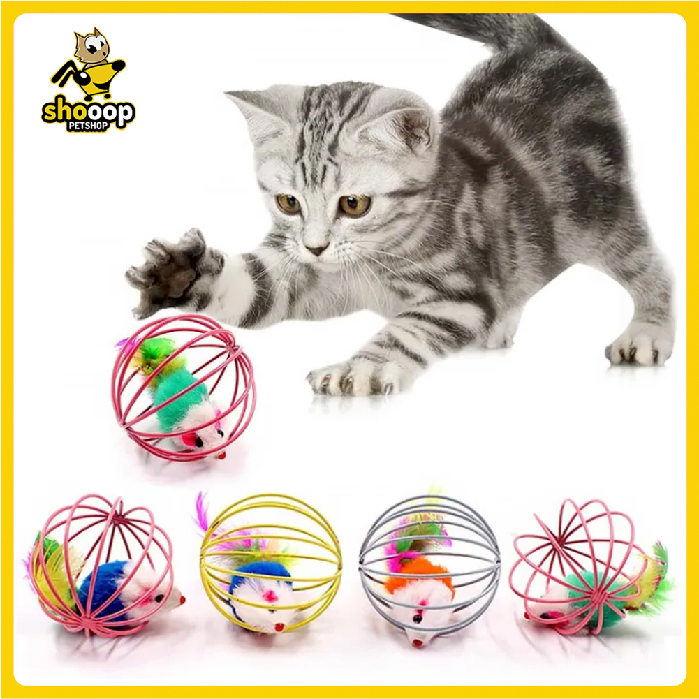 cat toy Cat mouse toy chasing toy plush mouse in cage pet interactive