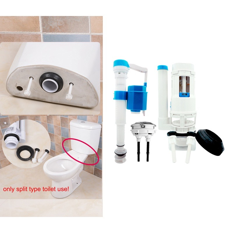 Connected Toilet Tank Kit Fill Valve Dual Button Flush Valve Toilet