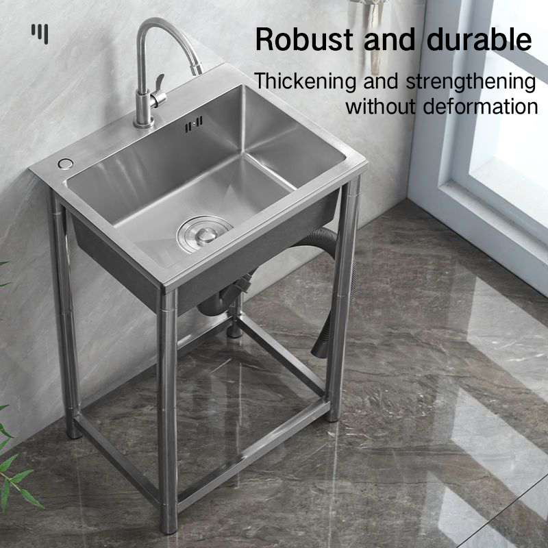 Stainless Kitchen Sink with Stand Portable Sink With Faucet Utility