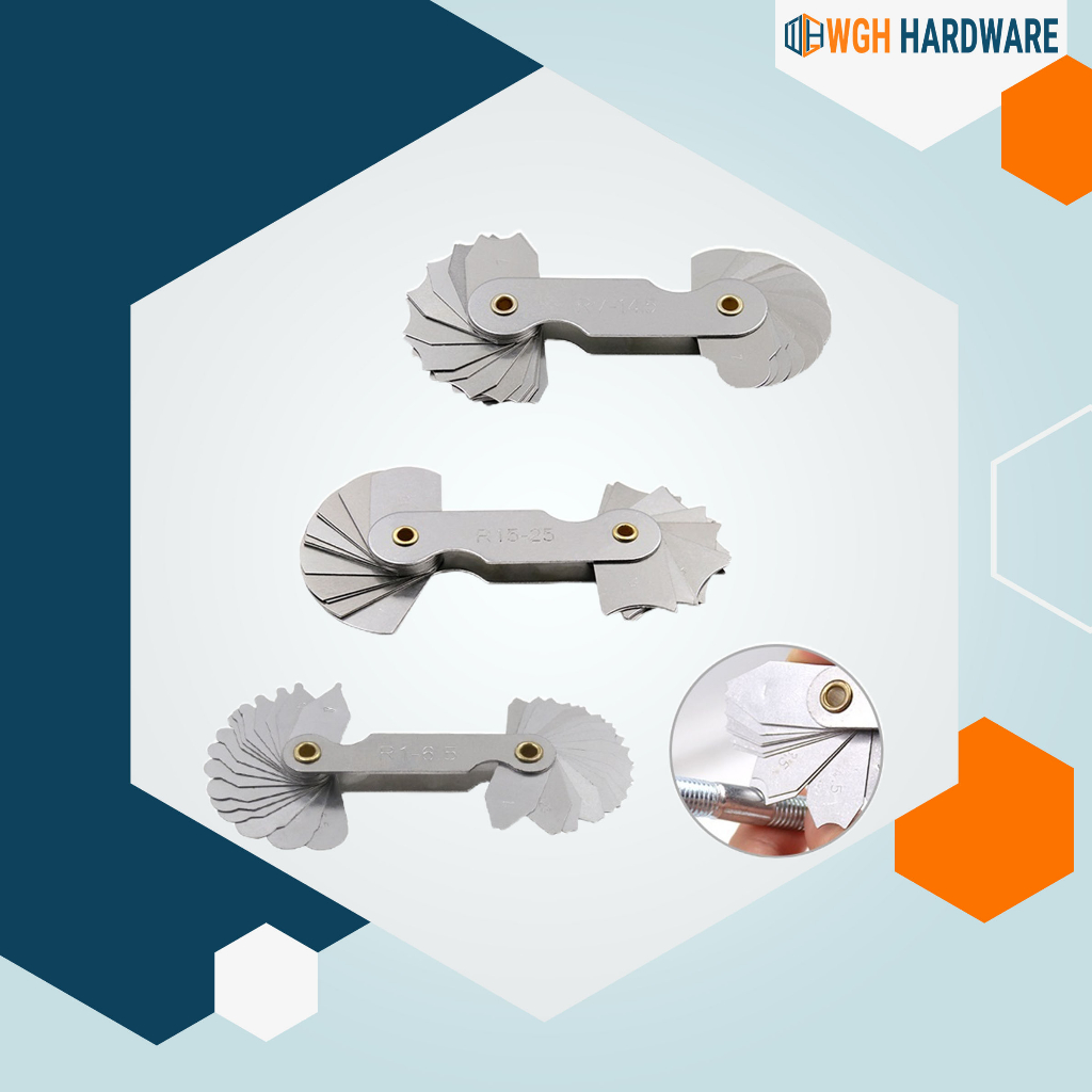 WGH Radius Gauge R1-6.5mm|R7-14.5mm|R15-25mm Stainless Steel Fillet ...