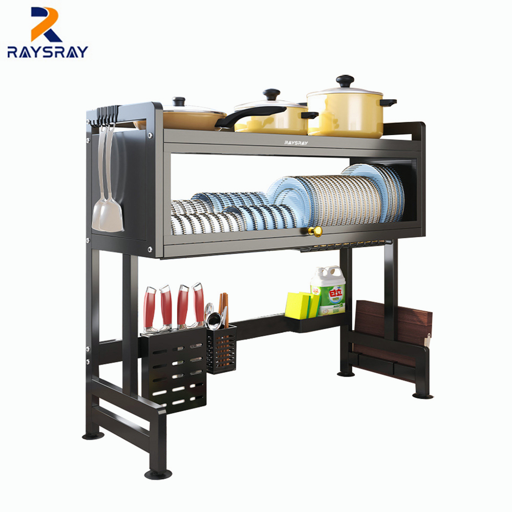 RAYSRAY Kitchen sink rack with cover, dust-proof storage rack, drainage ...