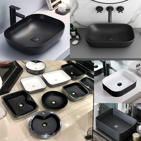 Bathroom wash basin Countertop / Modern Black Basin / Sink only ...