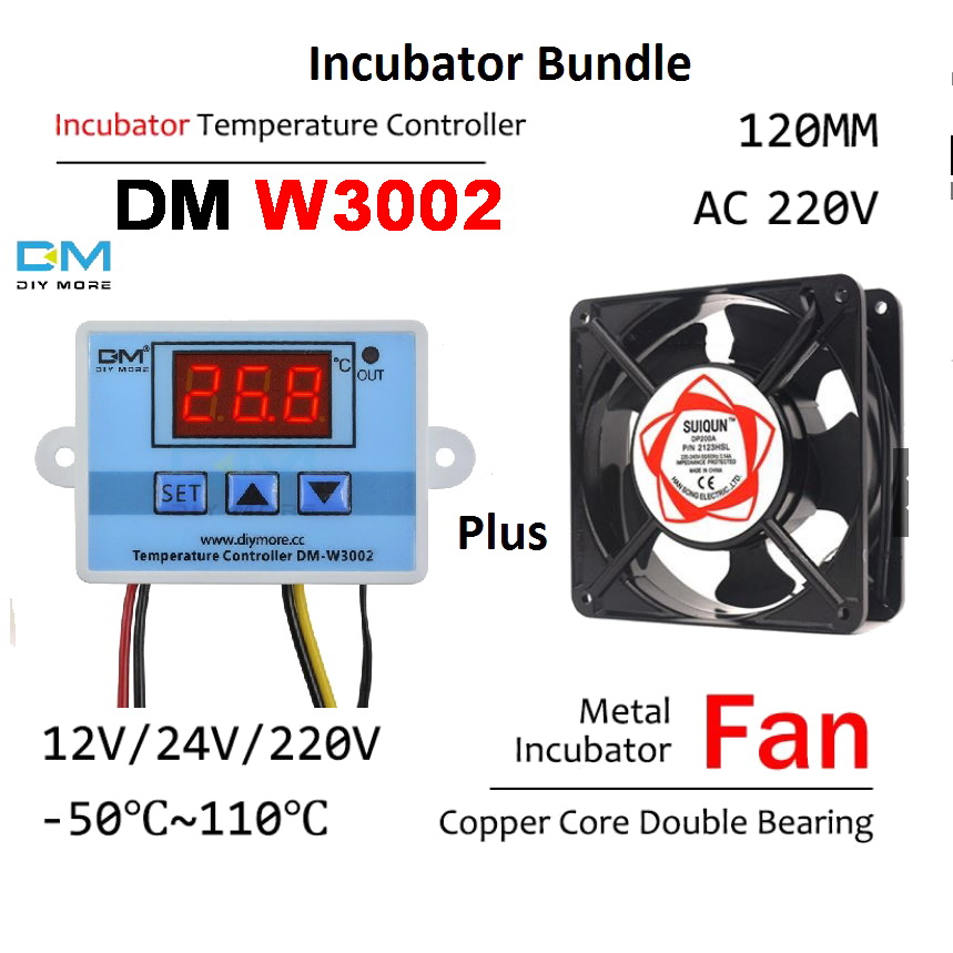Egg Incubator Bundle / Thermostat + Blower Fan 220V / Temperature / Fan