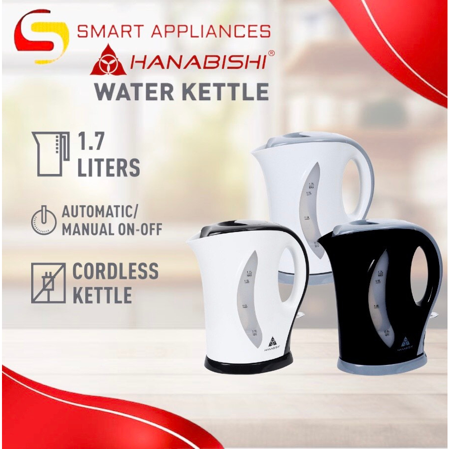 Hanabishi Water Heater Electric Kettle 1.7L HWK317 available in 3