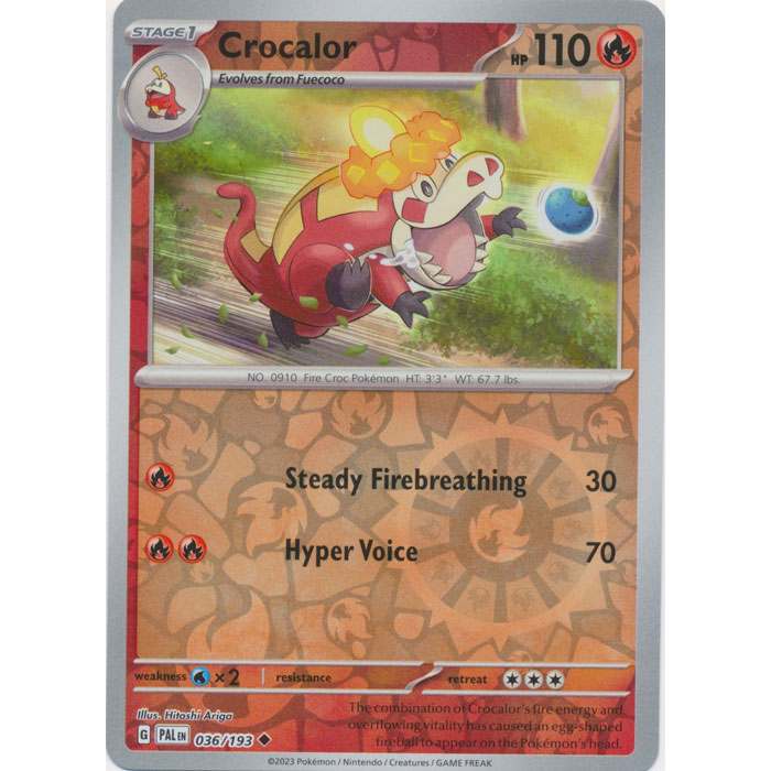 Crocalor 036/193 - Regular Rev Holo Uncommon - SV02: Paldea Evolved ...