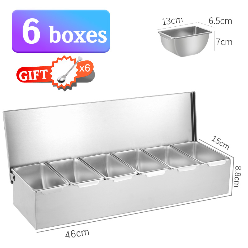 Seasoning bottle 4&6 compartments Stainless container with cover ...