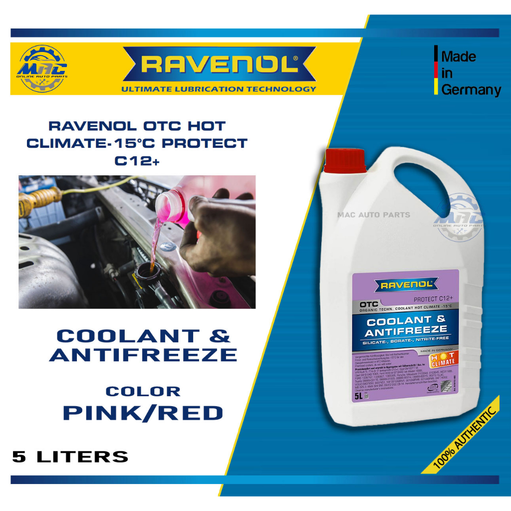 RAVENOL OTC Hot Climate C12+ coolant & antifreeze PINK/RED 1.5 Liters