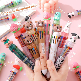 Kawaii Cute Animal 10/8 Color Ball Pen Retractable Ballpoint Pen
