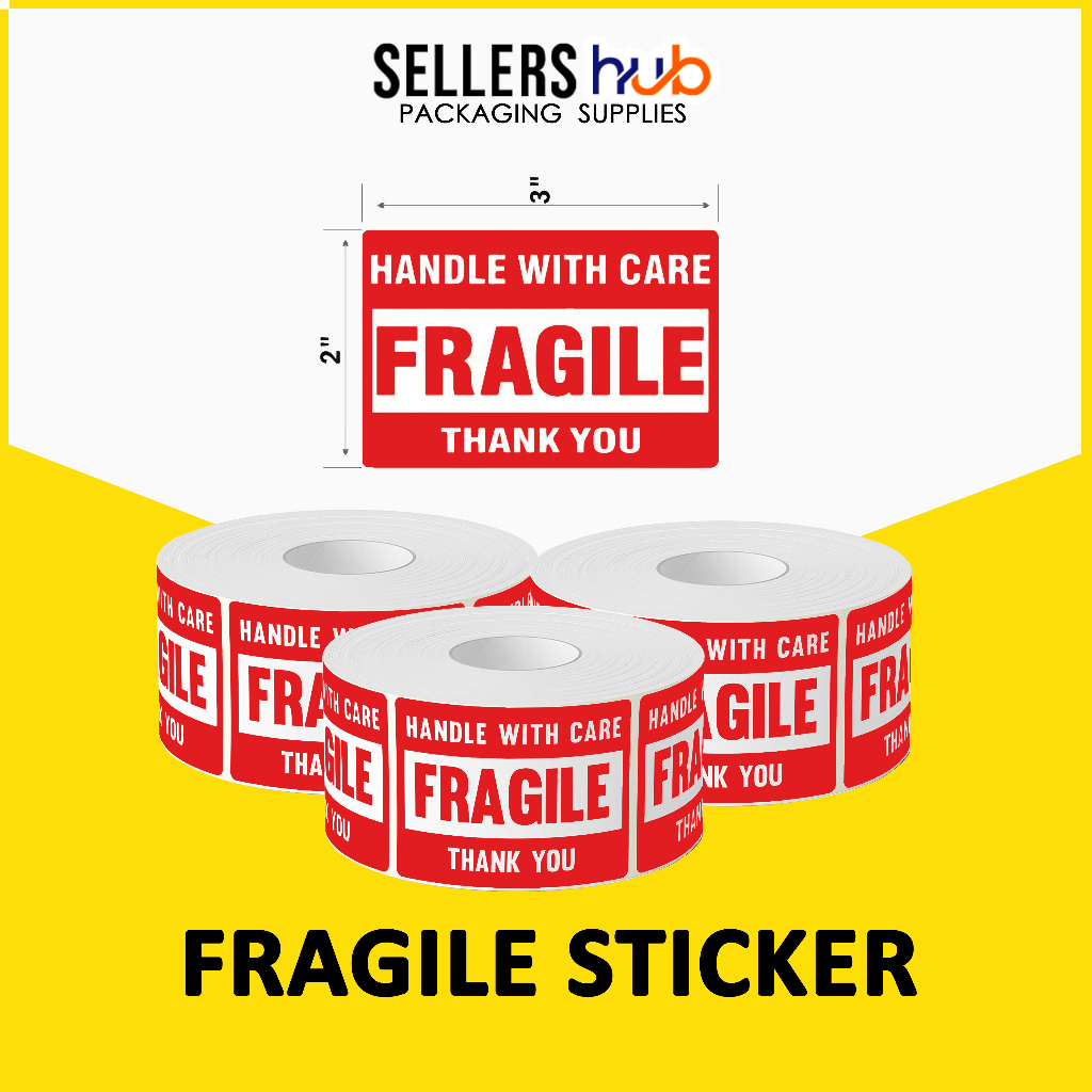 500pcs Fragile Stickers Red Handle with Care Warning Shipping Labels ...