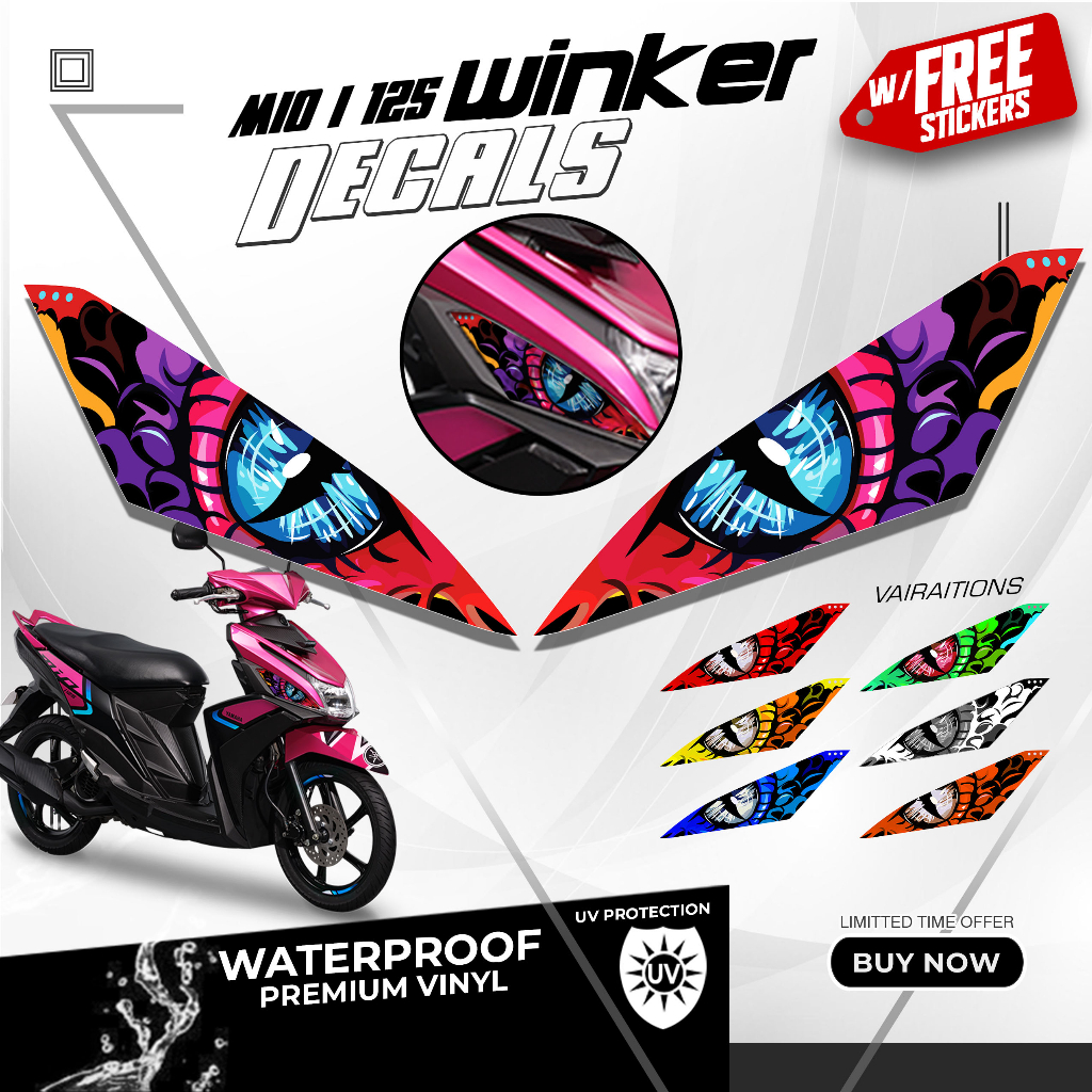 Yamaha Mio i 125 / 125s Motorcycle Winker Eye Sticker Decals ...