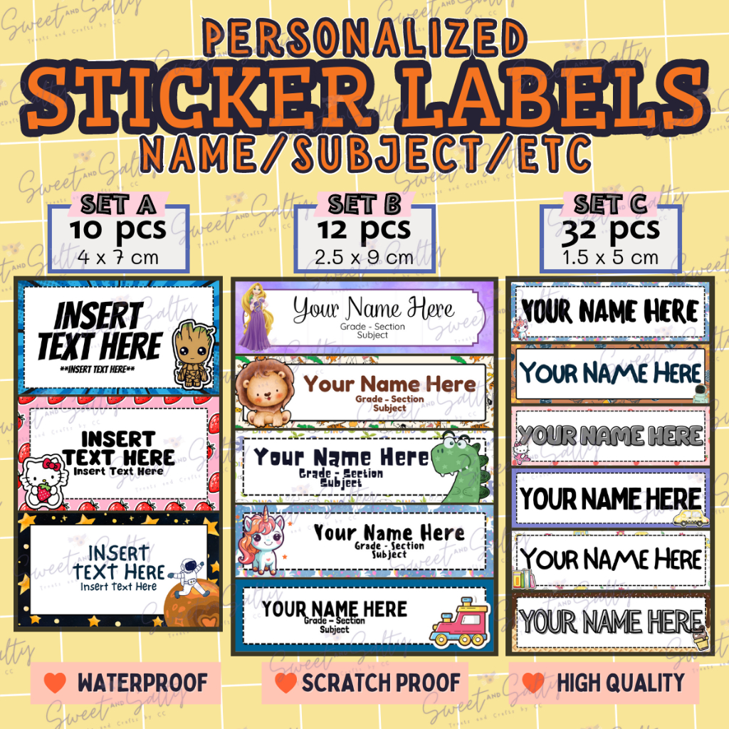 Waterproof Name Sticker Labels | Customized Sticker Labels for School ...