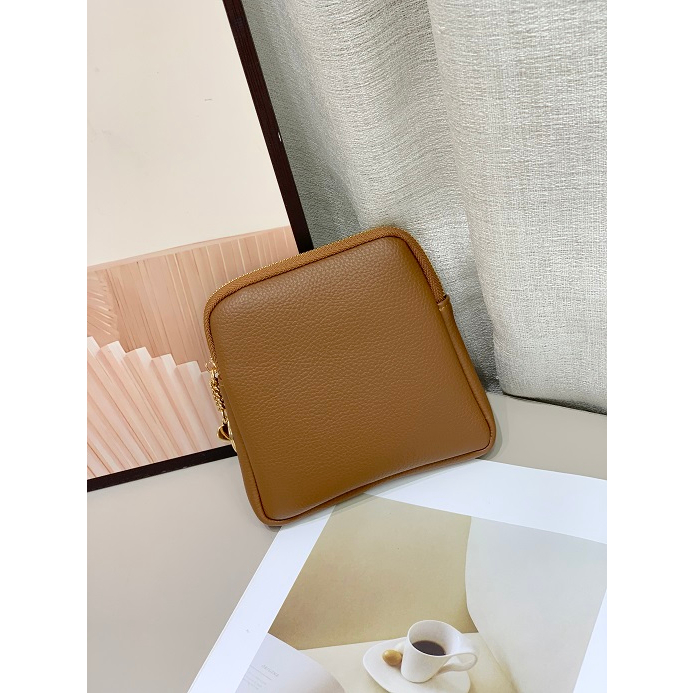 Women's Pouch Wallet Big Square Soft Leather with Key Heart Chain Coin