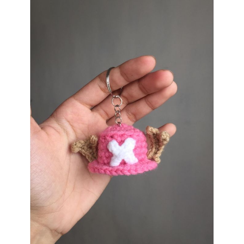 Crochet Keychain (One Piece) Luffy Strawhat/ Chopper Hat Shopee
