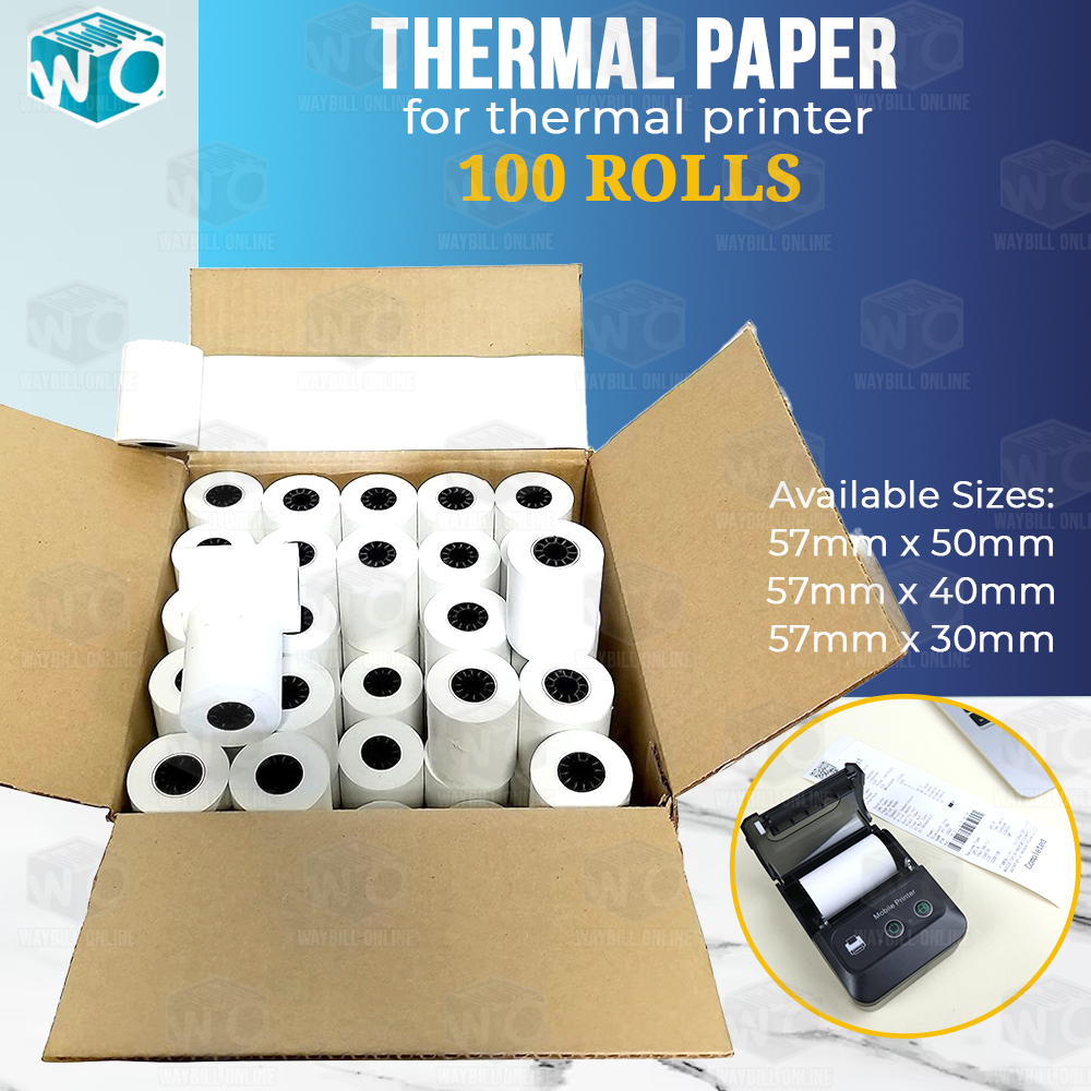 Receipt Paper Coreless 100ROLLS (57mm x 30mm, 40mm, 50mm) 60GSM/70GSM