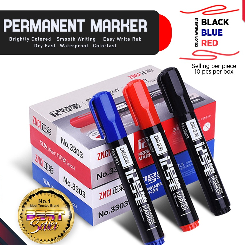 1 Box Quick Dry Permanent Marker (Black / Blue / Red) CPM Shopee