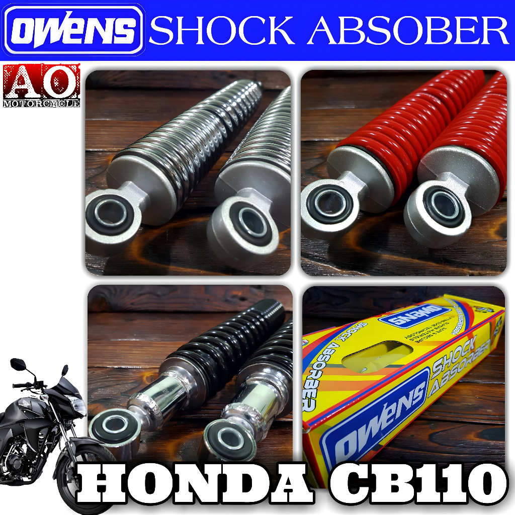 OWENS Rear Shock Absorber For Honda CB110 Dual Shock Pair 355mm - Cash ...
