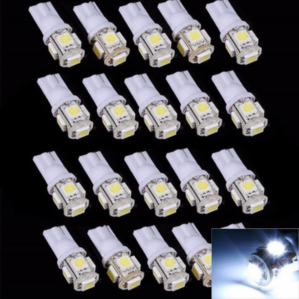10 pcs White T10 LED Car Light Bulbs T10 W5w 5 SMD 5050 Shopee