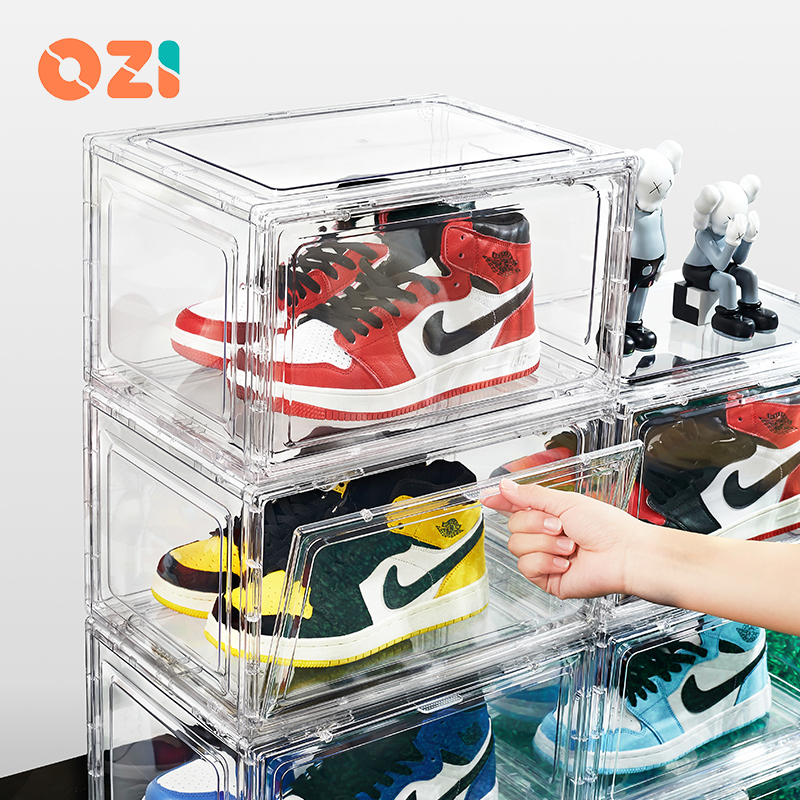 OZI TRANSPARENT PLASTIC SNEAKER STACKABLE SHOE STORAGE BOX MAGNETIC ...
