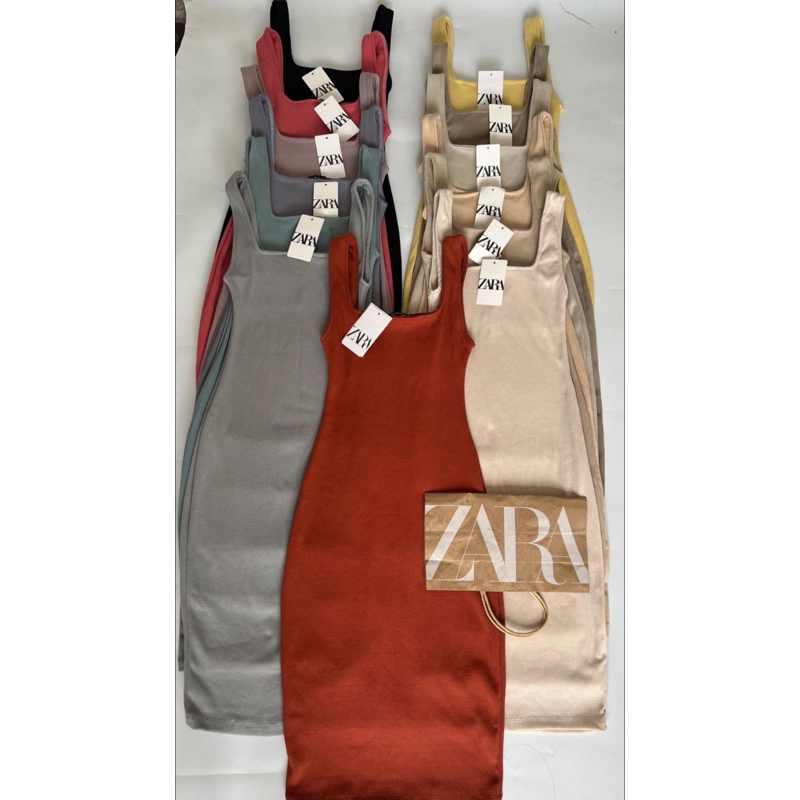 Z A R A Squareneck Tank Long Dress Bodycon isha.clothing Shopee Philippines