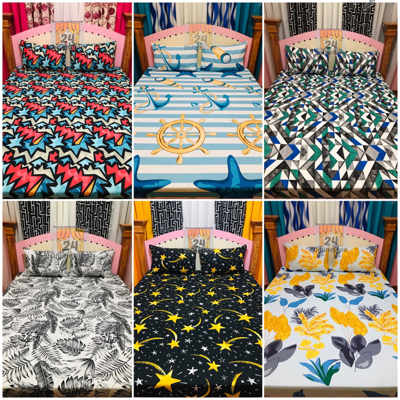 Printed Canadian Bedsheets 3in1 with Pillowcase Shopee Philippines
