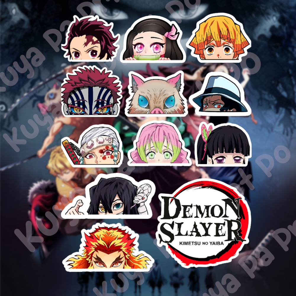 (12 Pcs) Demon Slayer Anime Peeker Vinyl Sticker Sheet Set - Waterproof ...