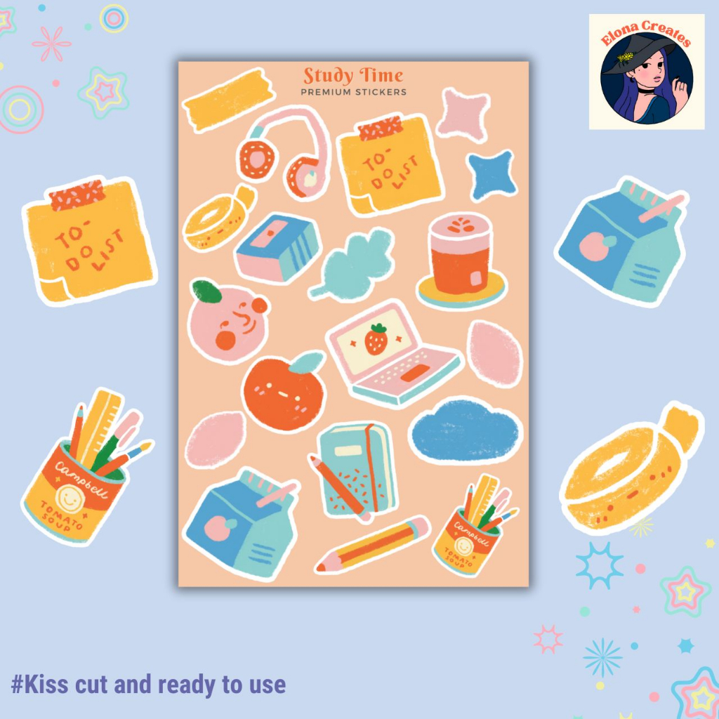 Study Time Sticker Sheet For Planner And Journal EC-1053 | Shopee ...