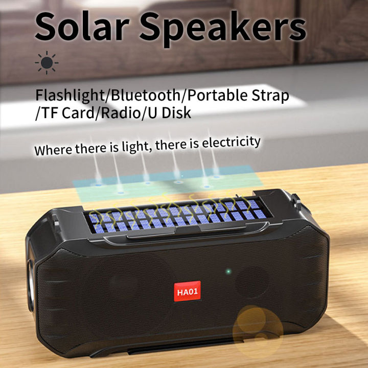 Solar speaker Wireless Bluetooth Speaker with FM Radio with solar panel ...