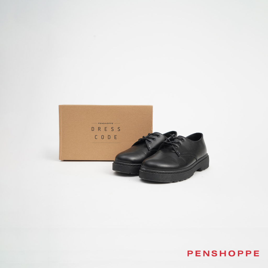 Penshoppe PU Leather Lace Up Oxfords Shoes For Women (Black/White ...