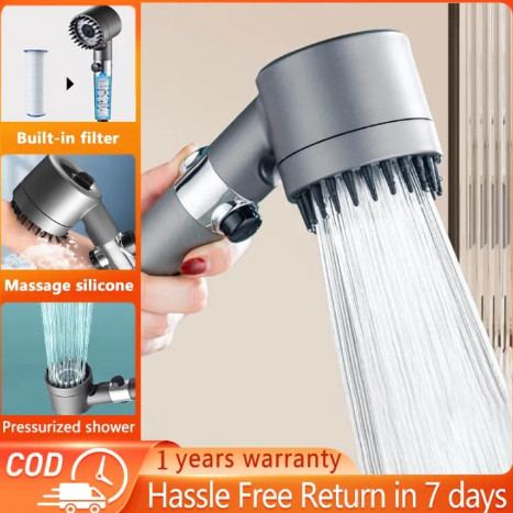3 in 1 high pressure shower head with stainless hose base filter ...