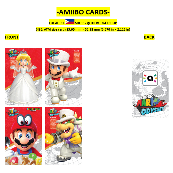 SALE Super Mario Odyssey Amiibo AMIIBO CARD Shopee Philippines