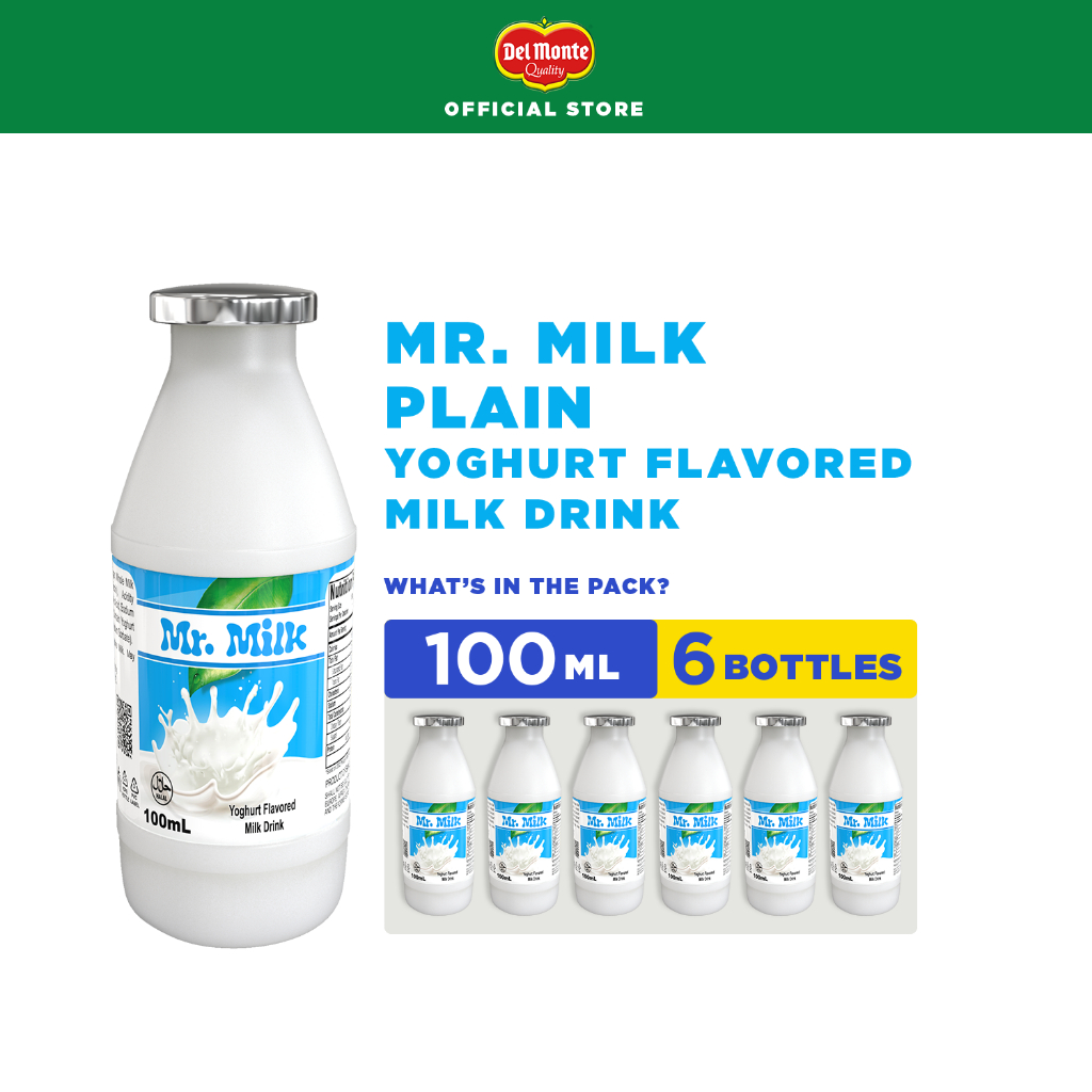Del Monte Mr. Milk Plain Yoghurt Flavored Drink 100ml 6 Bottles