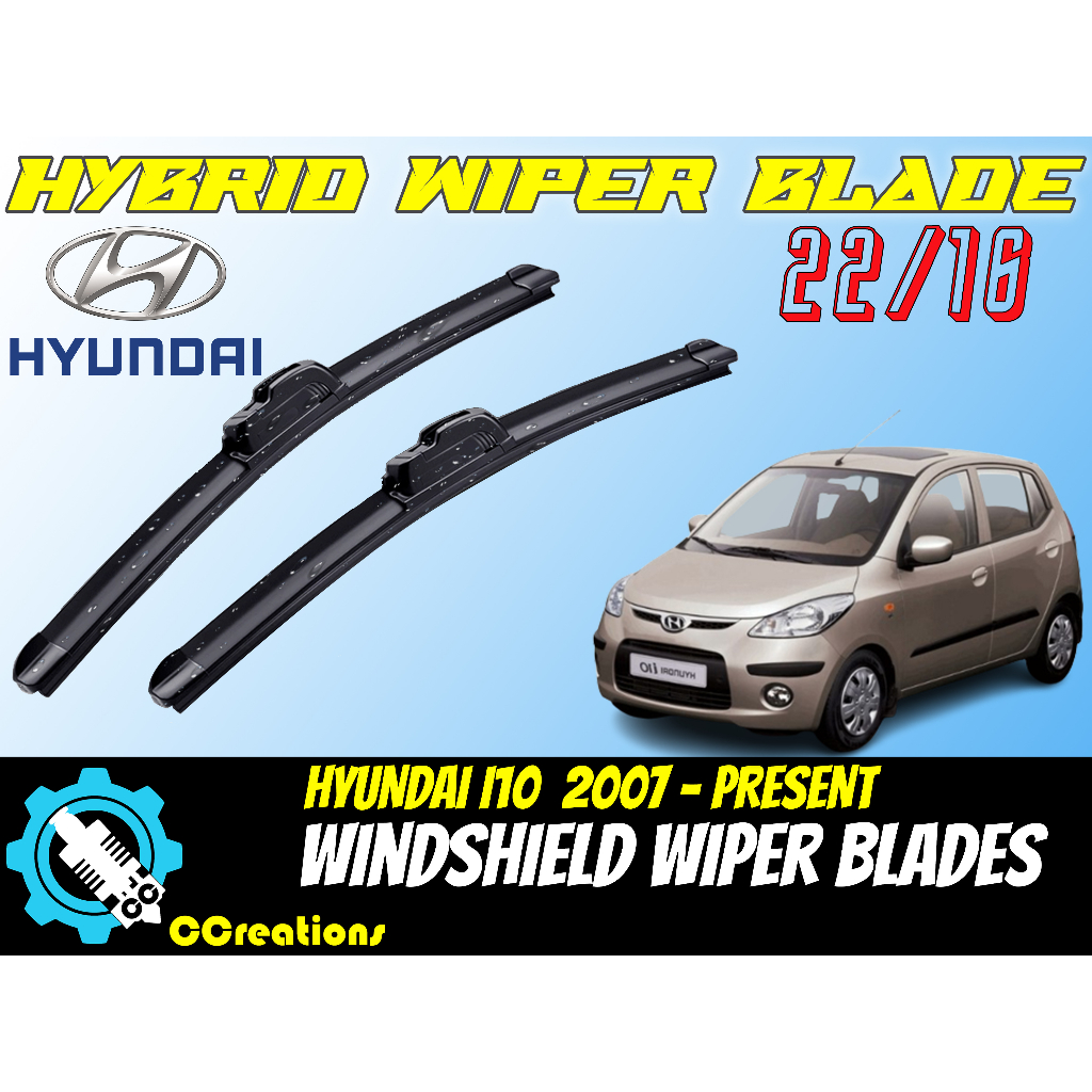 HYUNDAI I10 2007PRESENT FRAMLESS BANANA TYPE CAR WIPER BLADE (22/16