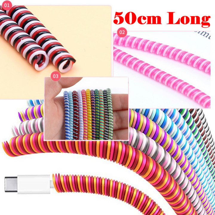 50CM Wire Cover Spiral Rope Charger Cable Earphone Headset Cord