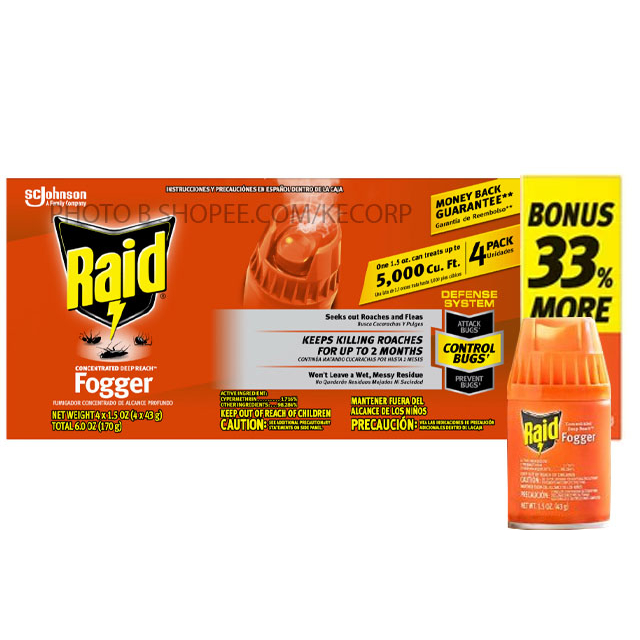 Raid Concentrated Deep Reach Fogger 4 Packs Killis Roaches Up to 2