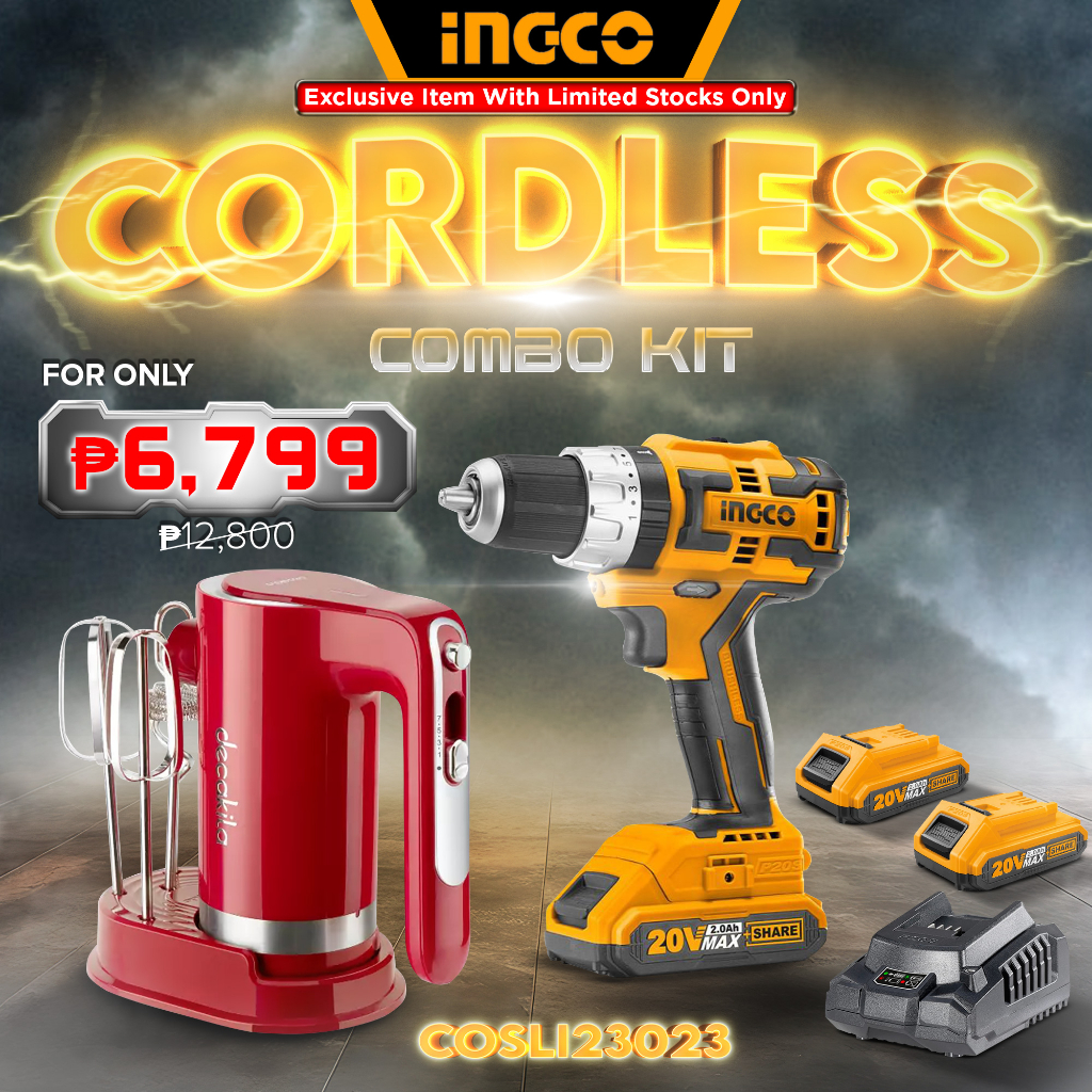 Ingco Li-Ion Cordless Impact Drill Brushless Motor + Mixer COSLI23023 ...