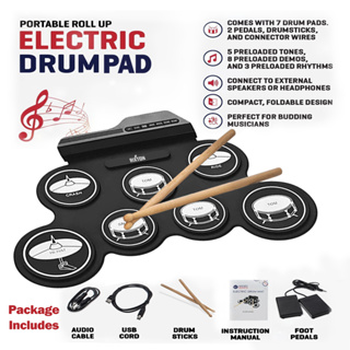 Multifunction Portable Electronic Drum Set 7 Velocity-Sensitive Pads  Tabletop Drum Practice Drum Support Recording Audio Input - AliExpress