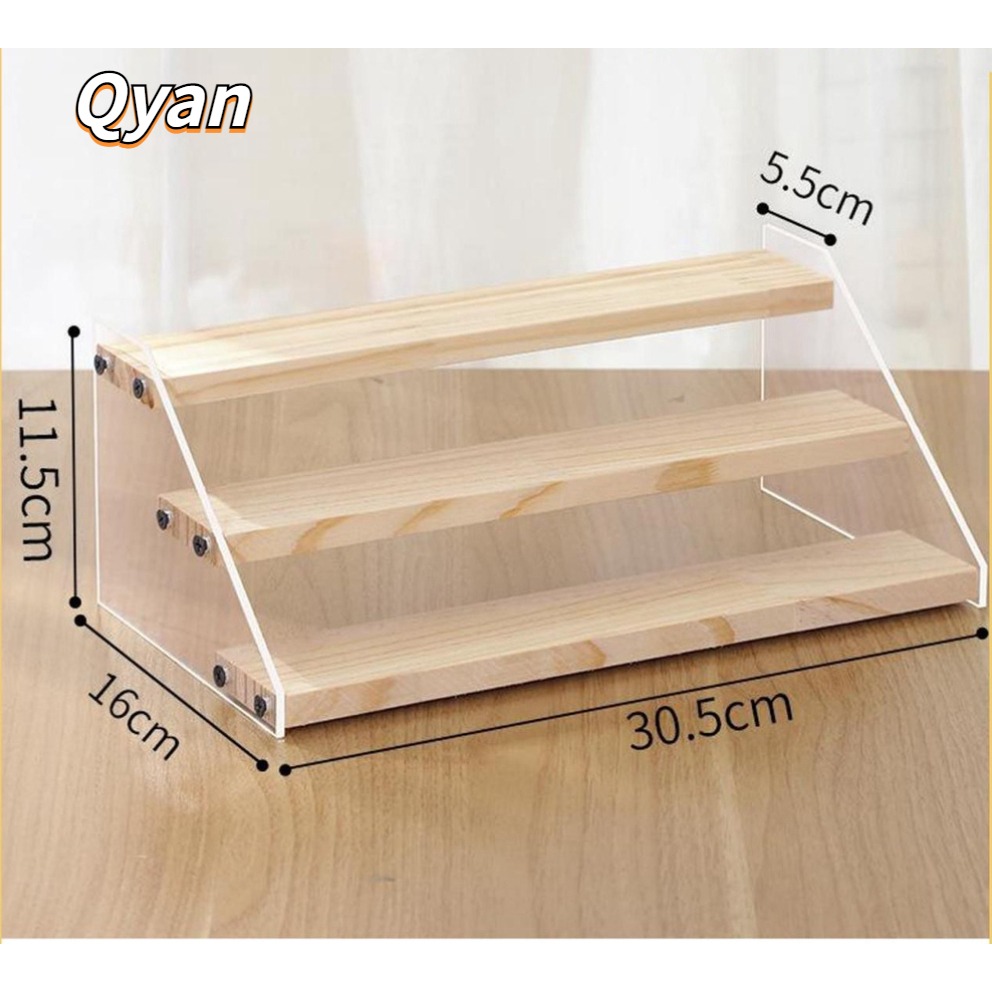 DIY 30cm3-Tier Wooden Panel Riser Spices & Condiments Rack Kitchen ...