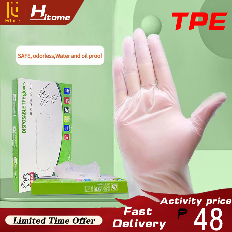 100pcs/box Disposable Gloves Clear Latex Free TPE Gloves For Home Food