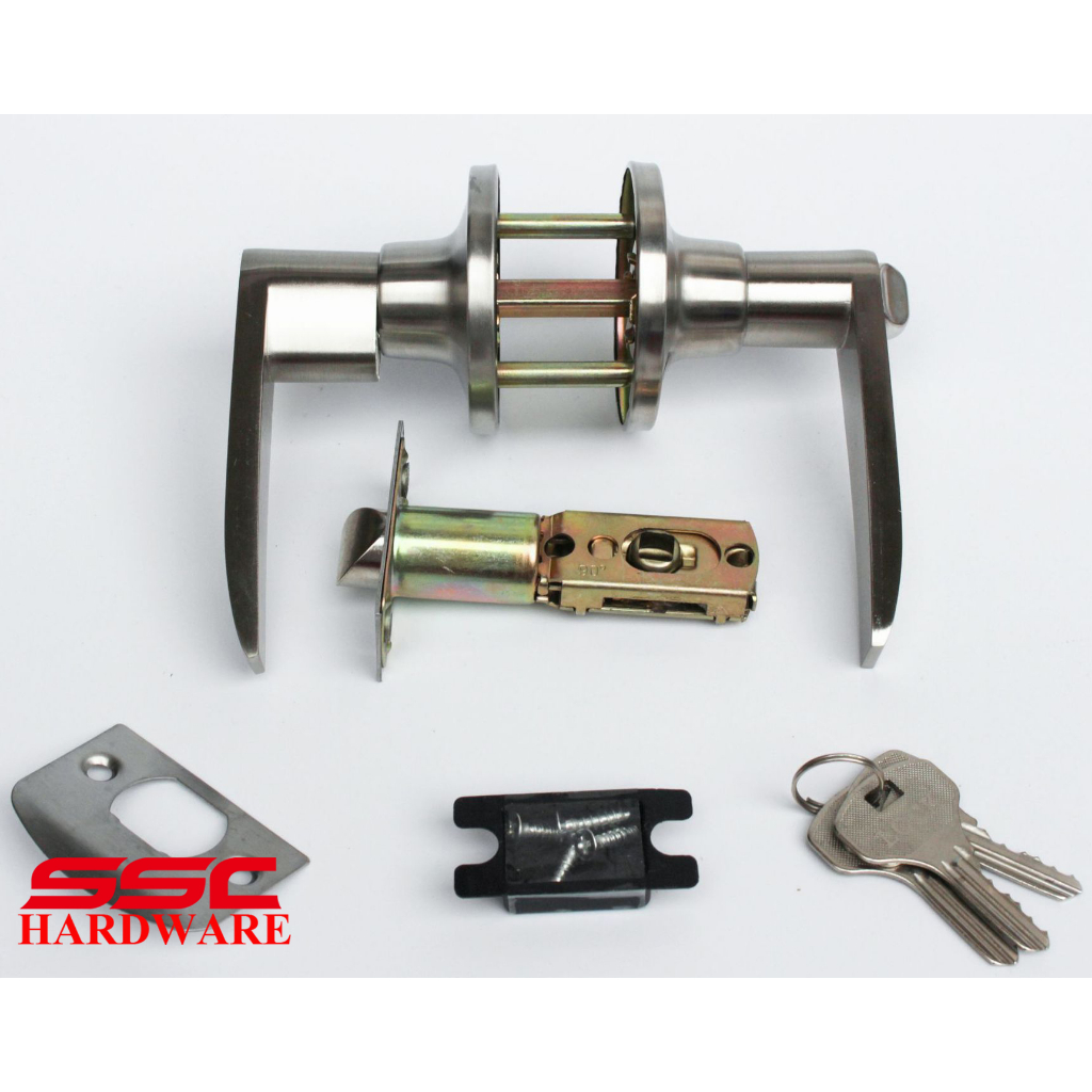 Black Door knob Lever Type Stainless Steel Lock set Door Knob w/ 3 big