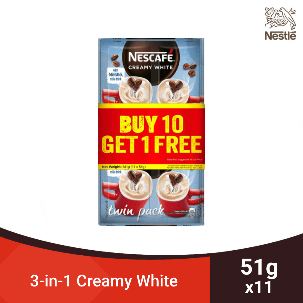 Nescafe Creamy White 3-in-1 Coffee Twin Pack 51g - Buy 10, Get 1 Free 