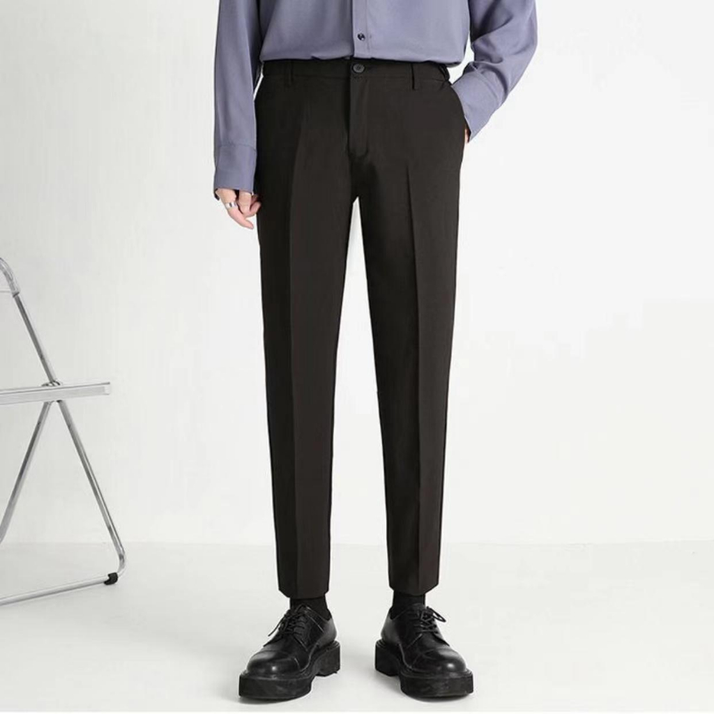 ACHSAWAKE Men's Pants Korean Fashion Suit Pants Casual Alvin Trousers ...