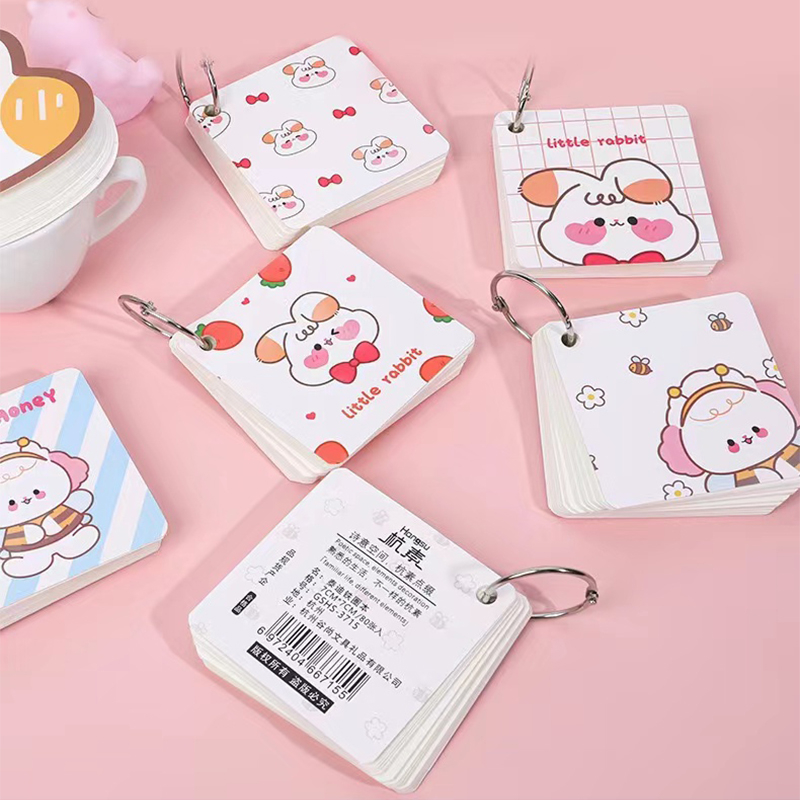 Cartoon MINI Hoop Book Student Portable Notepad Diary Blank Iron Ring ...