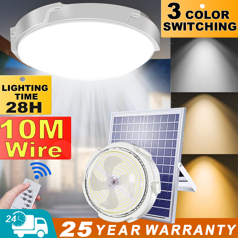 Solar ceiling light solar light outdoor waterproof 3 way colors indoor