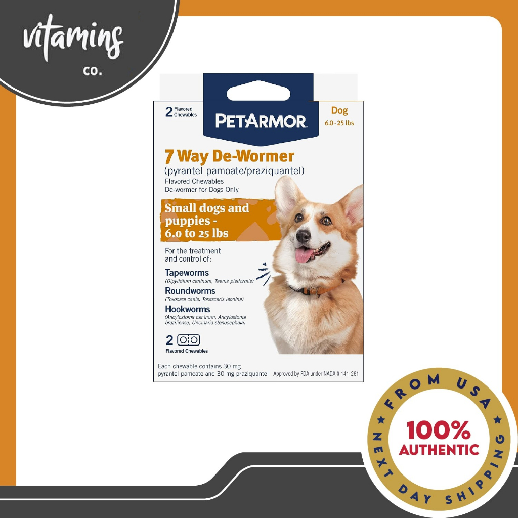 PetArmor 7 Way De-Wormer For Dogs & Puppies (2 Flavored Chewables ...