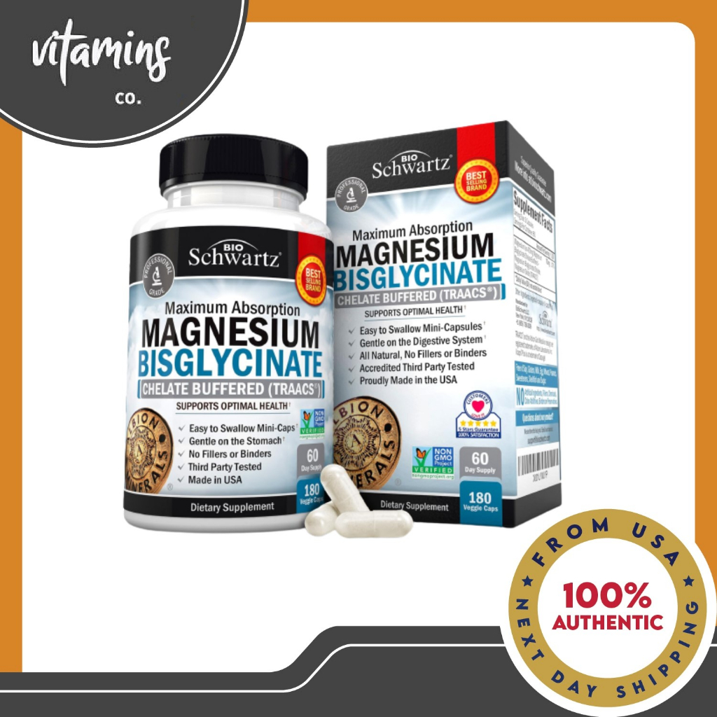 BioSchwartz Magnesium Bisglycinate Chelate Buffered No Laxative Effect